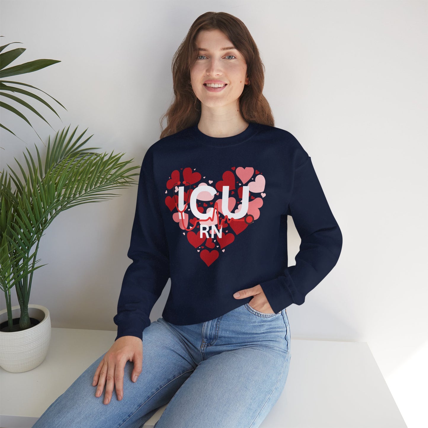Heart Beat Crewneck Sweatshirt — Love Heart ECG Graphic Valentine Pullover