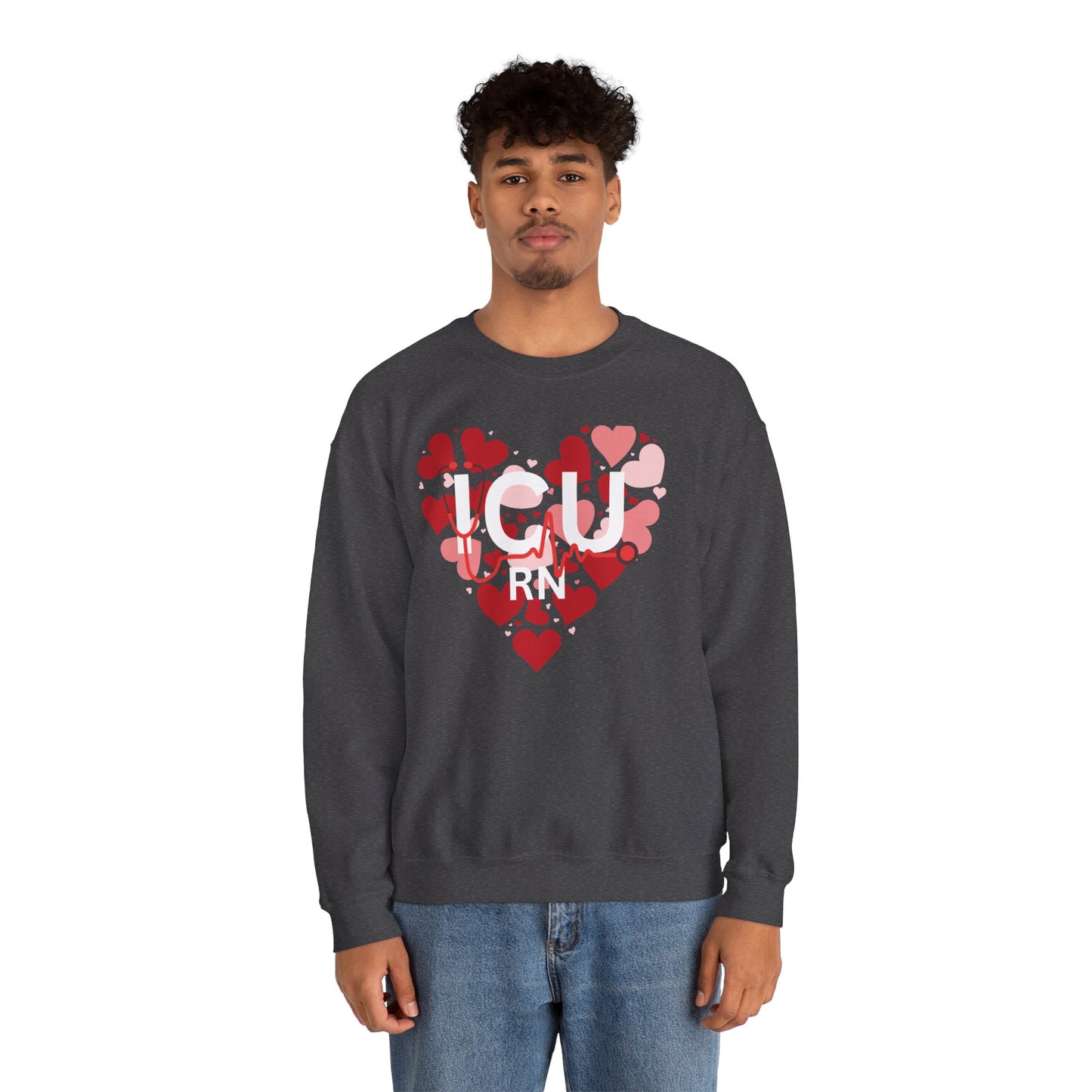Heart Beat Crewneck Sweatshirt — Love Heart ECG Graphic Valentine Pullover