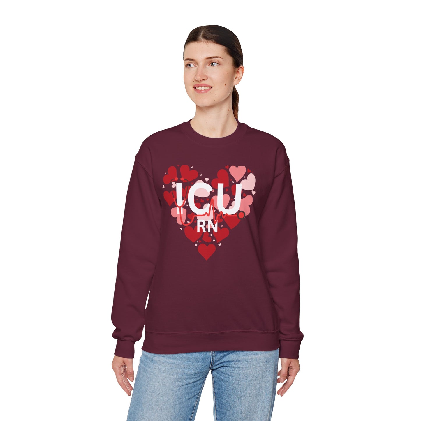 Heart Beat Crewneck Sweatshirt — Love Heart ECG Graphic Valentine Pullover